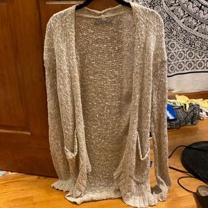 Nordstrom beige and white cardigan